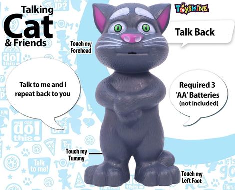 Toyshine Mimicing Repeat What You Say Talking Cat For Kids Birthday (2-5 Year Old) - Grey