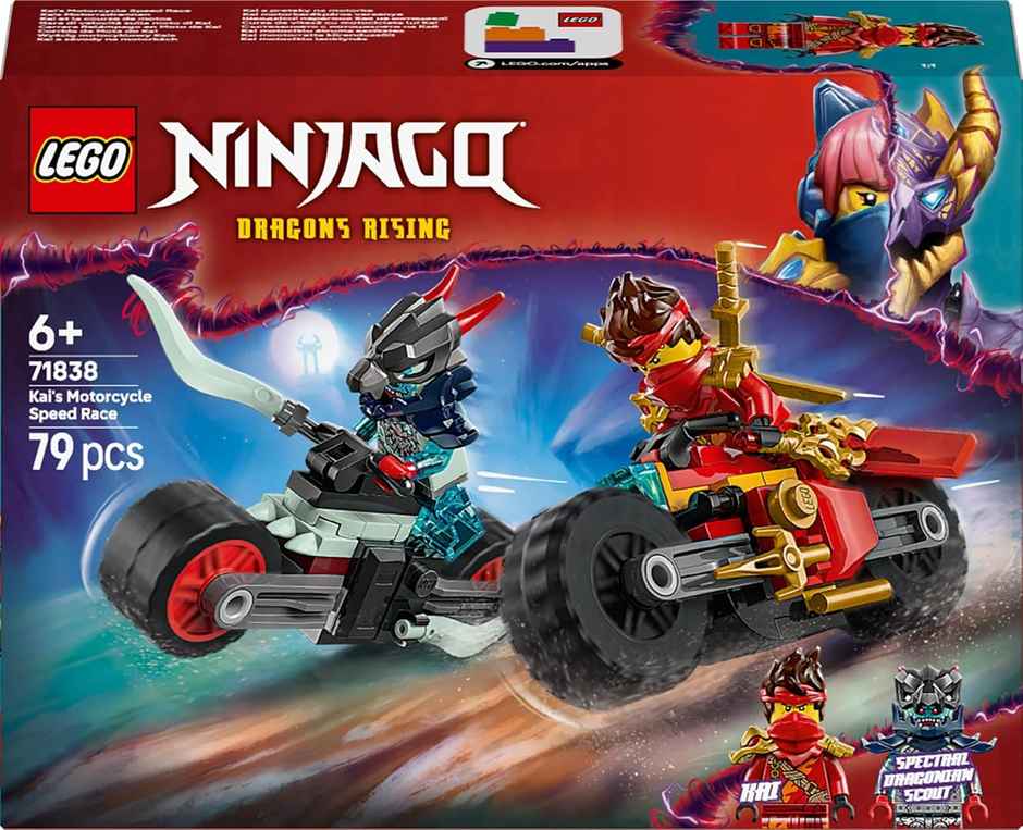 Lego Ninjago Kai's Motorcycle Speed Race Playset With 2 Ninja Bike Toys - 71838