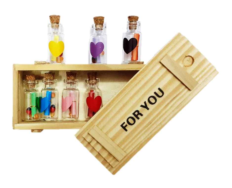 Message Bottles Set in Wooden Gift Box | Perpetual Mart