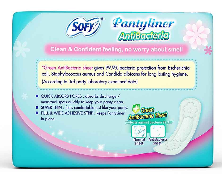 Sofy Antibacteria Women Panty liners | Ultra Thin | Prevents Spotting
