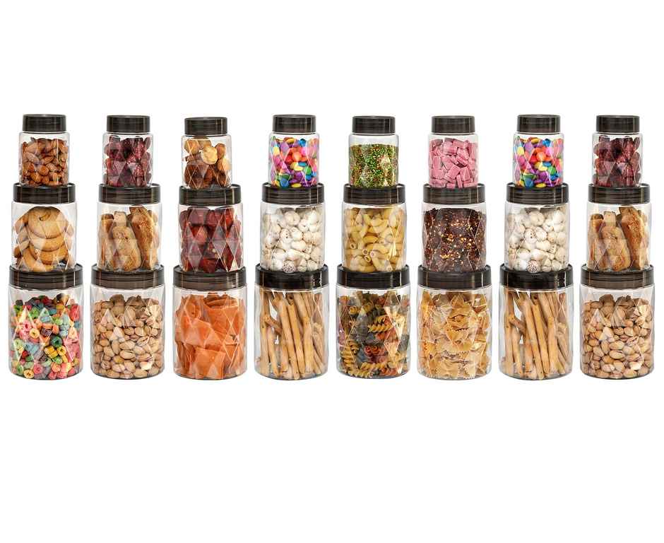 Cello Diamond Plastic Kitchen Storage Container|Set Of 24| Clear|300 ml| 650 ml| 1200 ml