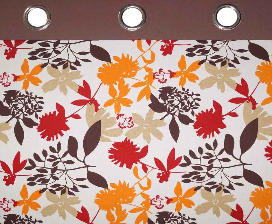 Lushomes Window Curtain - Cotton Leaf Printed | 8 Eyelets | Window Size | 9 ft | 54 x 60 inch