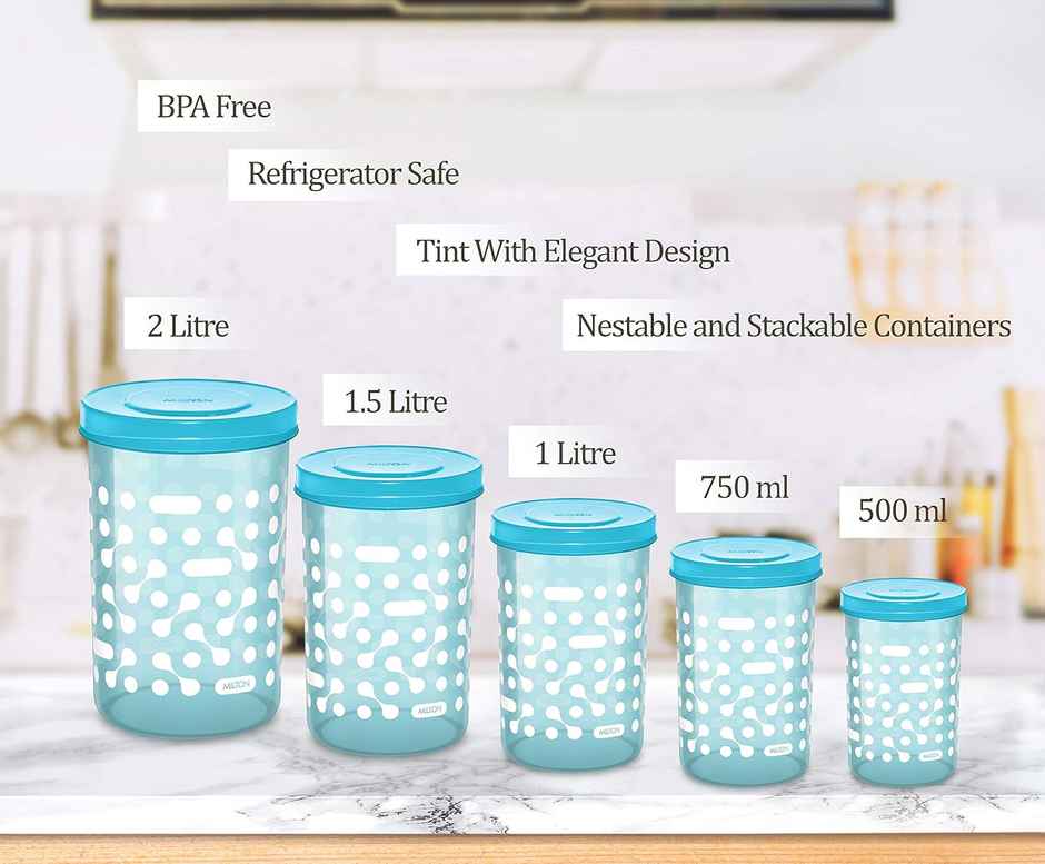 Milton Storex 5-In-1 Plastic Container Set Of 5, Blue