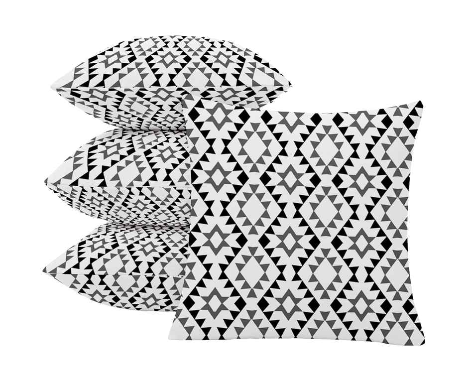 Lushomes Boho Cushion Covers - Black Grey Geometric | 16 x 16 inch