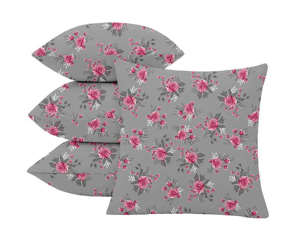 Lushomes Boho Cushion Covers - Grey Flowers | 16 x 16 inch | 5 pcs