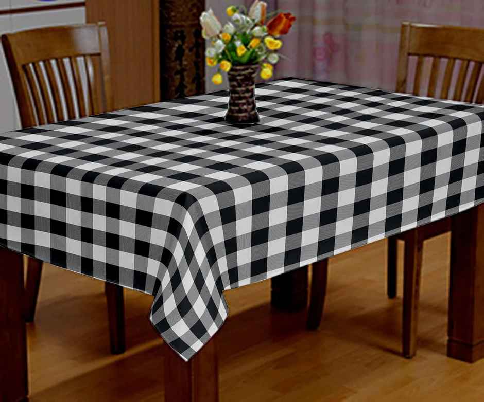 Lushomes Table Cover - Buffalo Checks Black | Side Table Cover | 40 x 40 inch