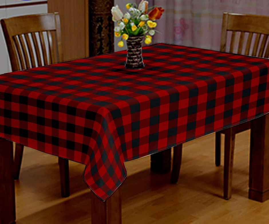Lushomes Table Cover - Red & Black | Buffalo Checks Side Table | 40 x 40 inch