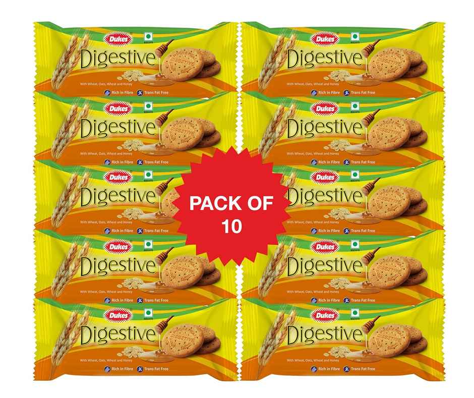 Dukes Digestive - Natural Goodness of Oats, Wheat, and Honey (Pack of 10)