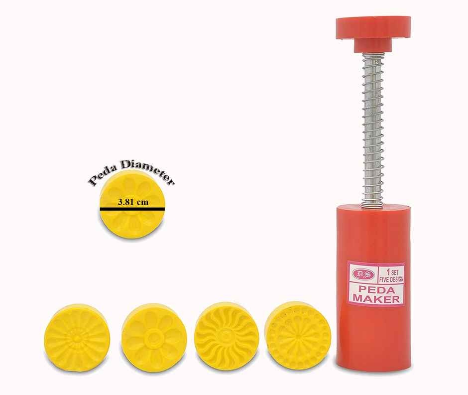 Ds Peda Maker Press Stamp, 5-In-1 Peda Shape Mould, Plastic Kitchen Accessory, 1.5 Inch - Yellow