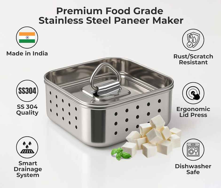 Capsicum Stainless Steel Square Paneer Mould | Paneer Strainer | Paneer Press | Square