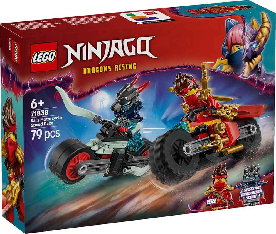 Lego Ninjago Kai's Motorcycle Speed Race Playset With 2 Ninja Bike Toys - 71838