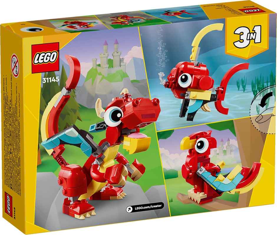 LEGO Creator Red Dragon 3in1 Animal Toy Set (149 Pieces)