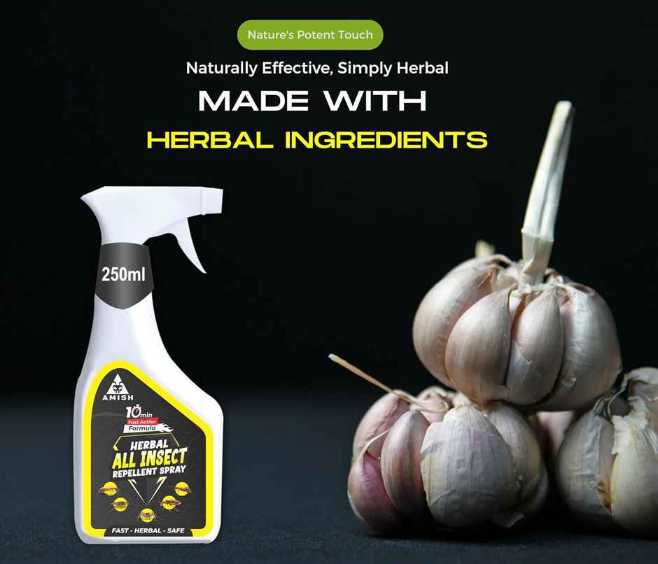 Amish Herbal All In One Spray 250Ml - 10 Minutes Result Guarantee | 100% Organic Insect Repellent