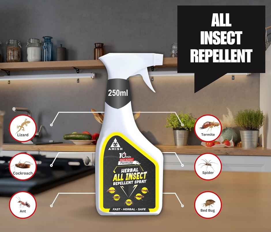 Amish Herbal All In One Spray 250Ml - 10 Minutes Result Guarantee | 100% Organic Insect Repellent