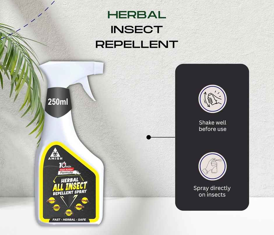 Amish Herbal All In One Spray 250Ml - 10 Minutes Result Guarantee | 100% Organic Insect Repellent