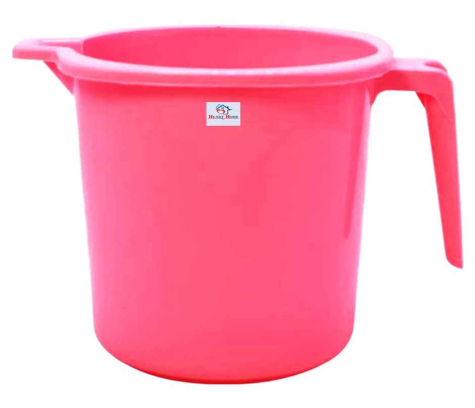 Kuber Industries Square Large Plastic Bathroom Mug | 2 L | Pack of 2 | Pink | 50KM0831