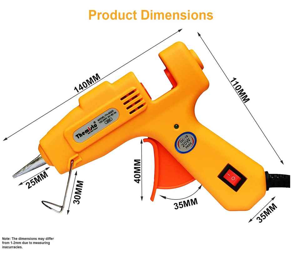 Themisto 20 Watt Mini Hot Melt Glue Gun With 10 Glue Sticks For Diy Art And Crafts.