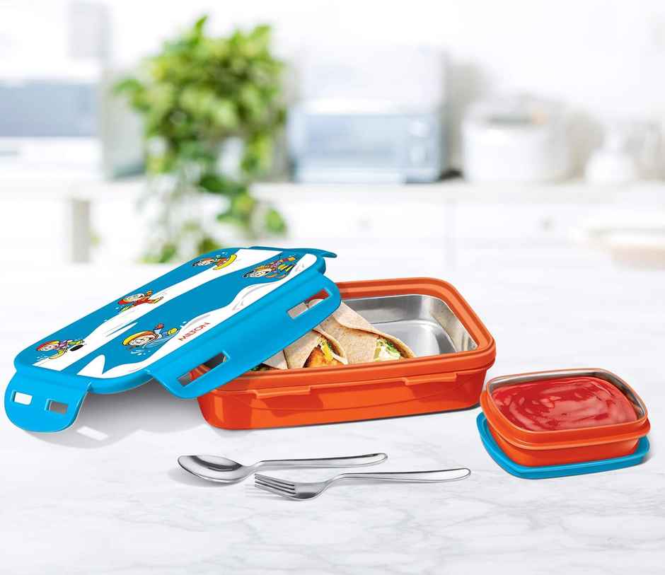 MiLiteron Steely Deluxe Mini Inner Steel Kids Tiffin Box | Orange