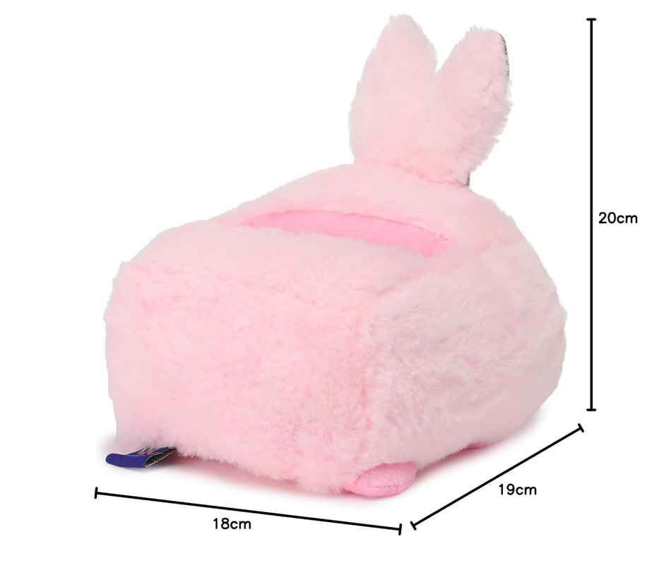 Webby Plush Baby Rabbit Teddy Multi Purpose Holder Soft Toys with Neck Bow | Pink
