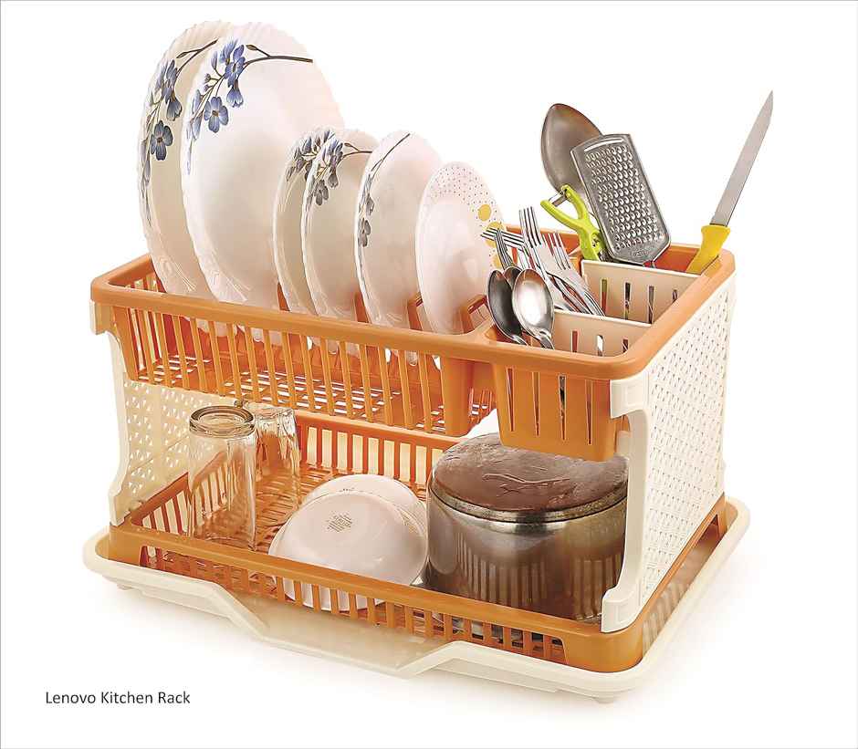 Clazkit Plastic Kitchen Organizer Rack With Water Storing Tray | 51 x 33x 27 cm (Colour May Vary)