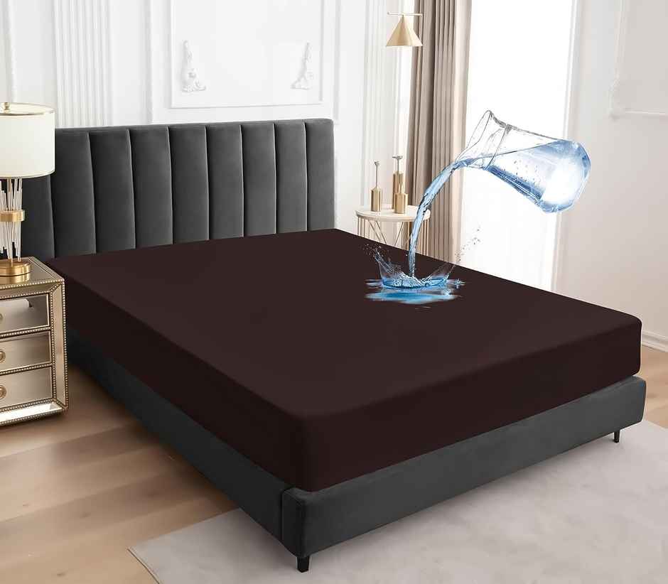 BAY6 Brown Terry Cotton 220 GSM Waterproof Mattress Protector For King Size Bed