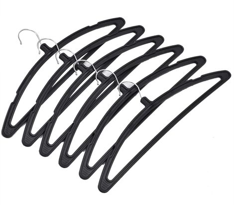 Kuber Industries Plastic 6 Piece Hanger Set for Wardrobe|Multipurpose Hanger Organizer (Black)