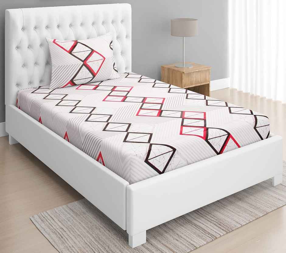 BAY6 100% Cotton 144 TC Single Bedsheet - 90 x 60 Inch, Abstract Geometric Print