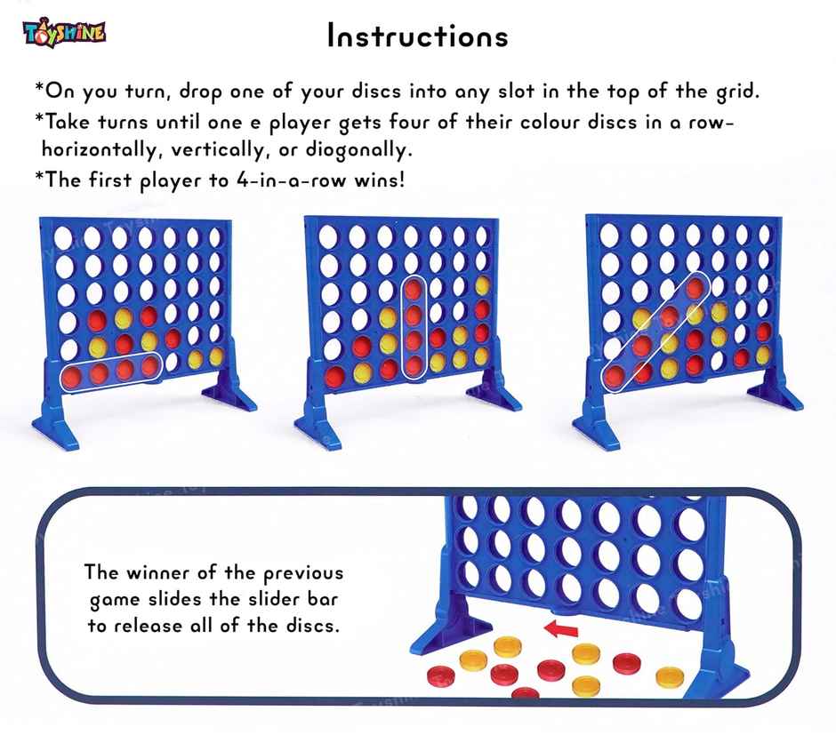 Toyshine 4 In A Row Connect Exciting Strategy Game For 2 Players Indoor Family Fun Game