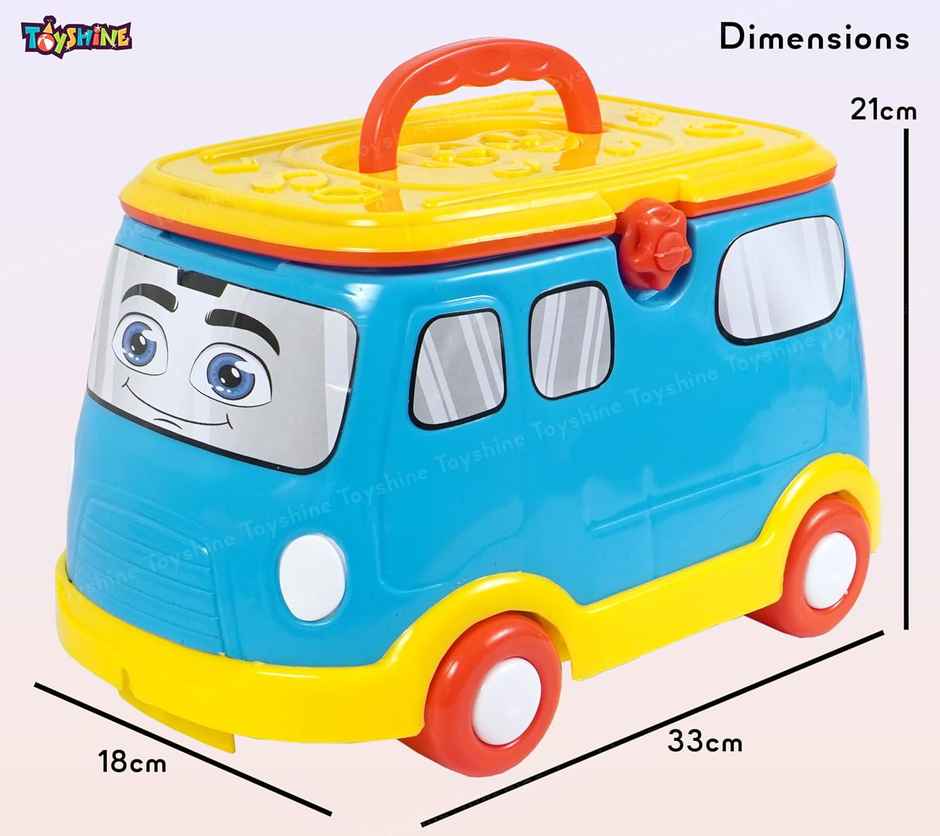 Toyshine 2 In 1 Doctor Vehicle Mini Bus Baby Ride On Cum Doctor Play 16 Pc Set For Kids
