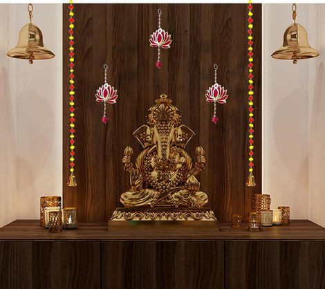 Party Propz Lotus Artificial Hanging Decoration With Pom Pom