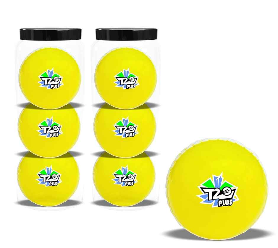 Jaspo Synthetic Rubber T-20 Plus Practice Cricket Ball/Wind Balls (Pack Of 6) - Yellow