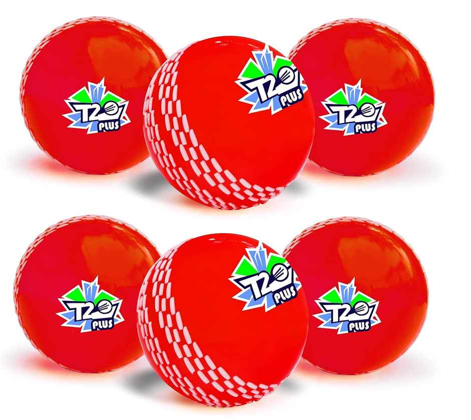 Jaspo Synthetic Rubber T-20 Plus Practice Cricket Ball/Wind Balls(Pack Of 6) - Red