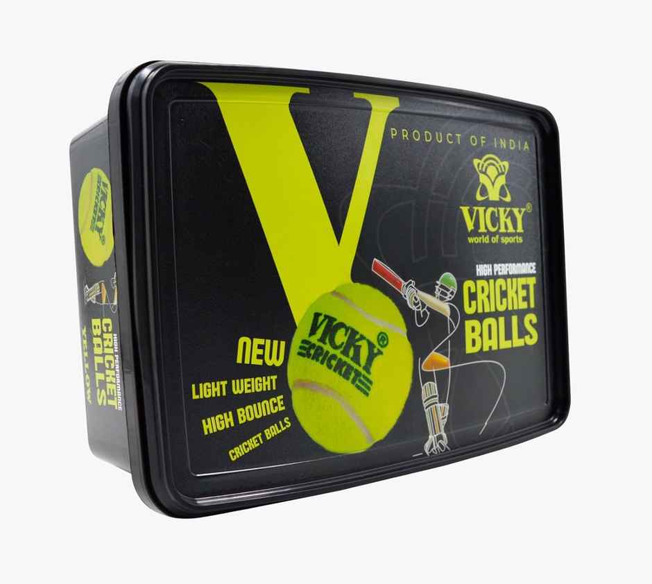 Vicky Light Weight Rubber Cricket Ball (Yellow) pack of 6