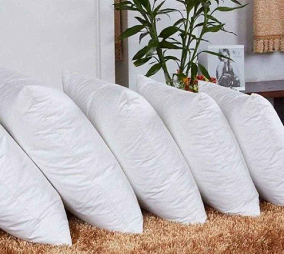Kuber Industries Set of 5 Soft & Fluffy Sofa Pillow Cushions | Microfiber Filled | 16"x16" | White