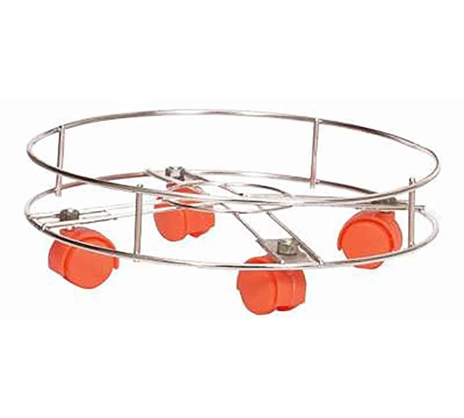 Kuber Industries Stainess Steel Gas Cylinder Trolley | 4 Rollers
