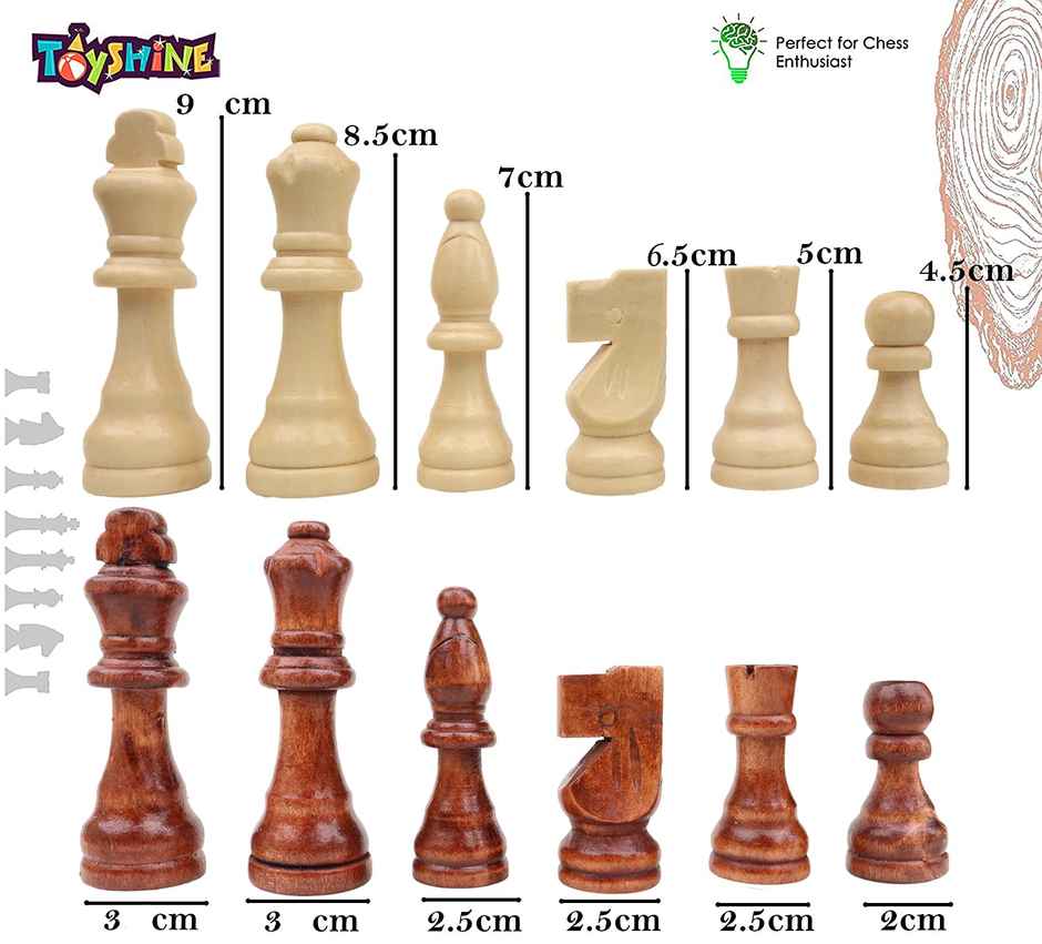 Toyshine Wooden Chess Pieces (Tournament Quality) Chessmen, 9 Cm King Size, Kids, (Board Is Not Included)