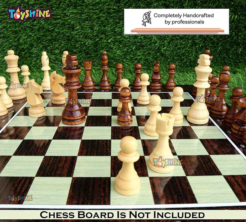 Toyshine Wooden Chess Pieces (Tournament Quality) Chessmen, 9 Cm King Size, Kids, (Board Is Not Included)