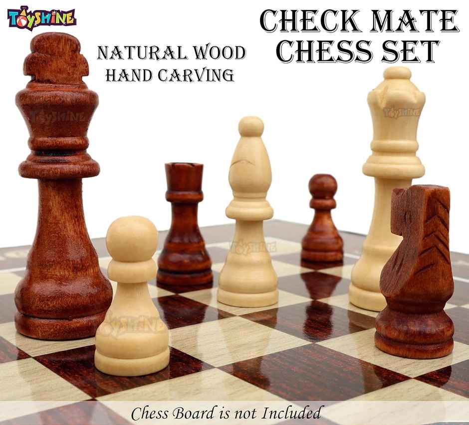 Toyshine Wooden Chess Pieces (Tournament Quality) Chessmen, 9 Cm King Size, Kids, (Board Is Not Included)