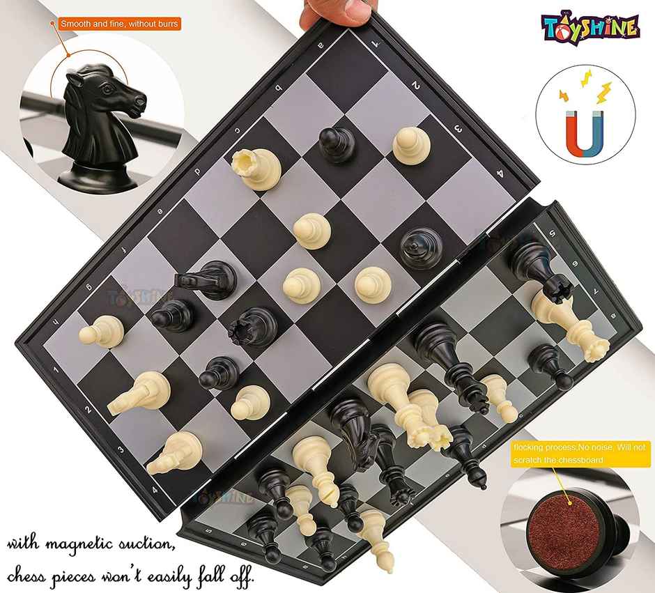 Toyshine Magnus Magnetic Chess Set With Folding Chess Board And Pieces Educational Toys