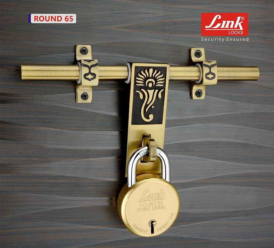 Link Locks Brass Round Pad Lock 65mm With 3 Keys