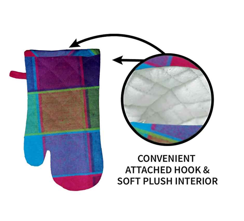 Lushomes Oven Mitts - Green Check | Heat Resistant | 6 x 13 inch