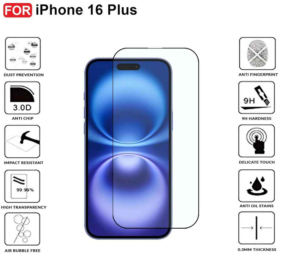 Artistque Tempered Glass for iPhone 16 | iPhone 15 Screen Protector Guard