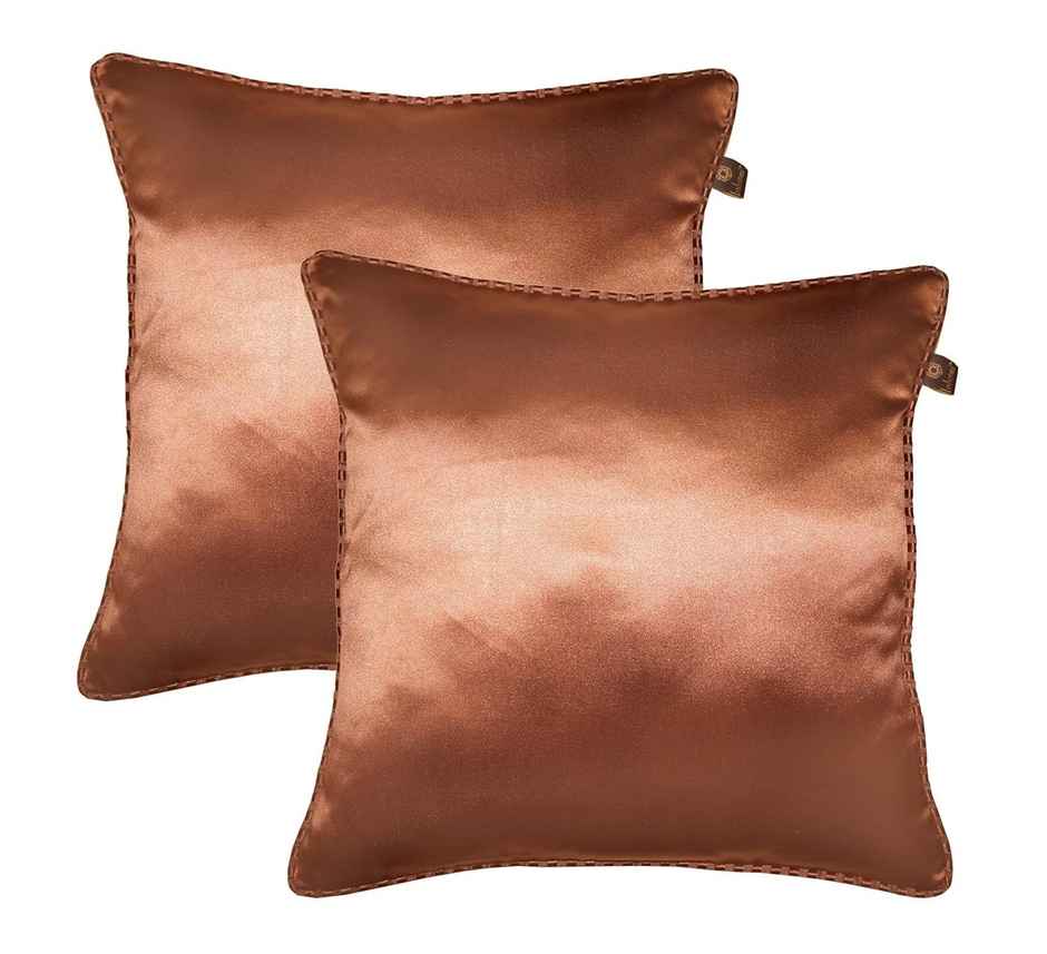 Lushomes Cushion Cover - Brown | Striped Border | 12 x 12 inch