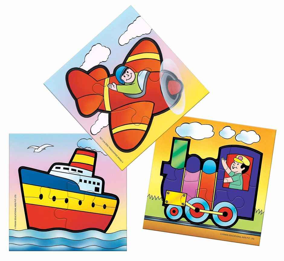 Frank Travel Time - A Set Of 3 First Puzzles- 4, 5 & 6 Pieces
