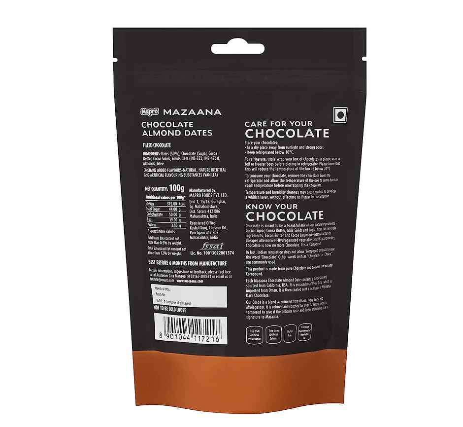 Mazaana Chocolate Almond Dates Standee Pouch