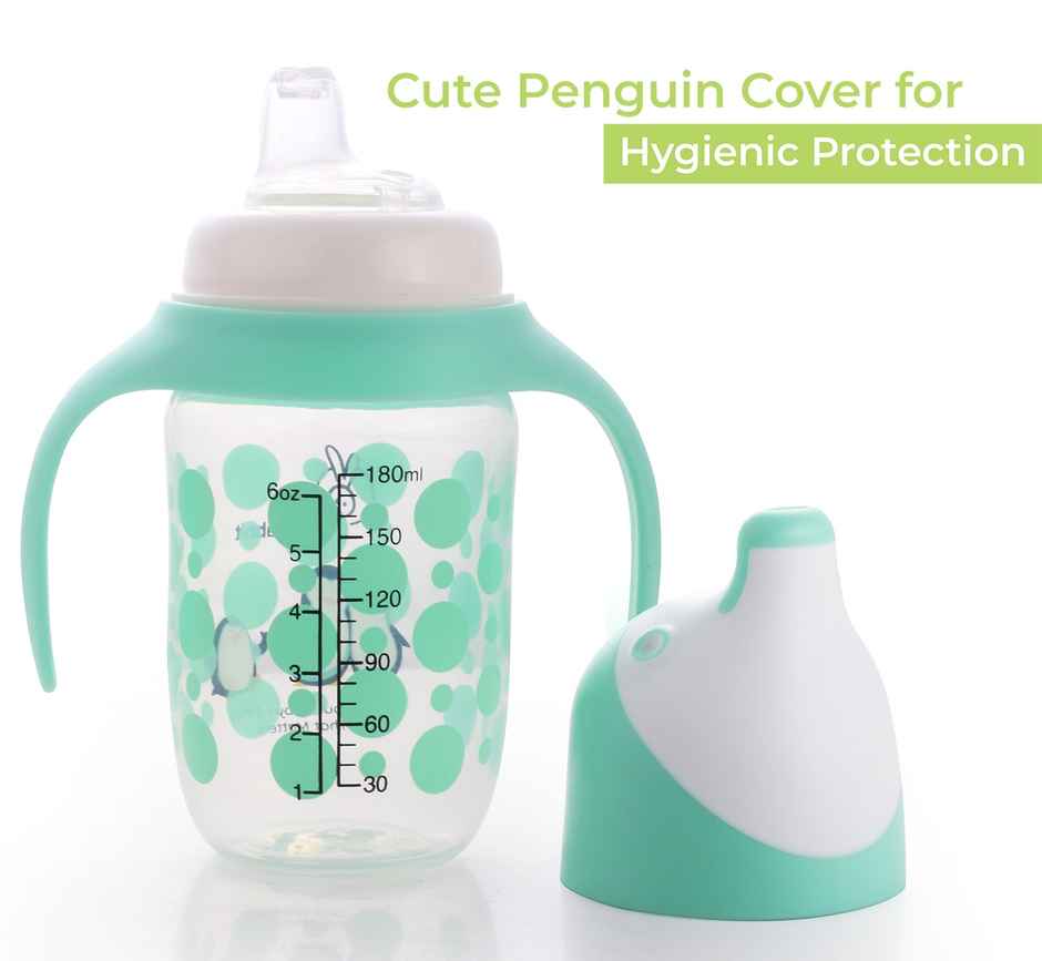 R for Rabbit Penguin Spout Sipper Cup Bottle Green