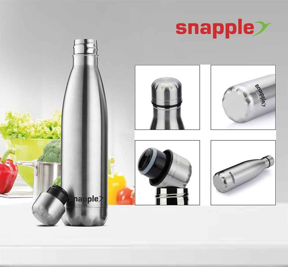Snapple Stainless Steel Cola Water Bottle Hot and Cold 24Hr | Silver | 1 L
