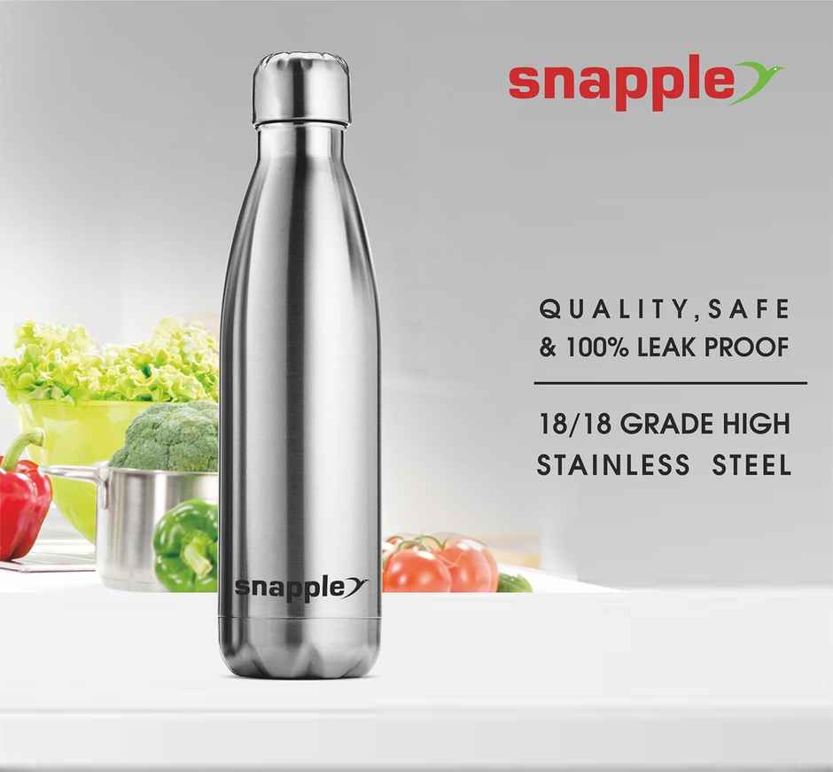 Snapple Stainless Steel Cola Water Bottle Hot and Cold 24Hr | Silver | 1 L