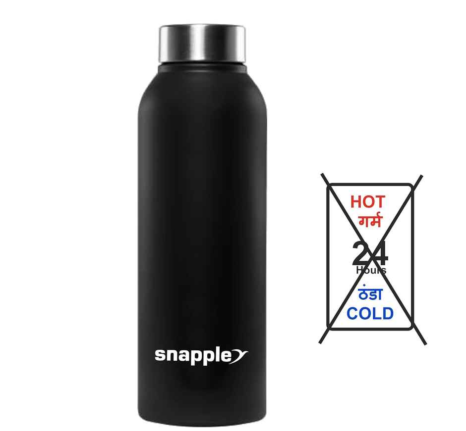 Snapple Stainless Steel Mist Single Wall Fridge Bottle | Black | 1 L