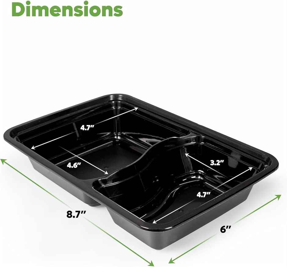 Disposable Rectangle Meal Box | 2 Compartment | 140 x 190 x 42 | Pack Of 25 | Tempware
